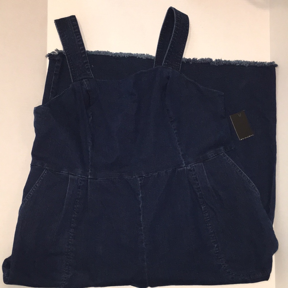 ELOQUII Plus Size 24 Dark Wash Denim Overalls – Style 2336